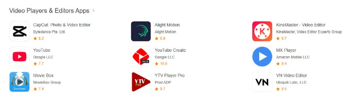 Mobile app listing page design sample